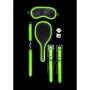 Set per giochi sadomaso morso manette spanker dadi maschera occhi Bondage Kit 1 - Glow in the Dark - Neon Green/Black