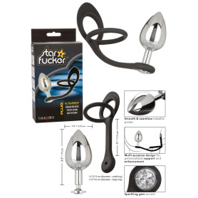 Anello fallico doppio in silicone con plug anale star Fucker XL Teardrop