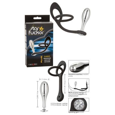 Anello fallico in silicone doppio con plug anale Star Fucker Teardrop