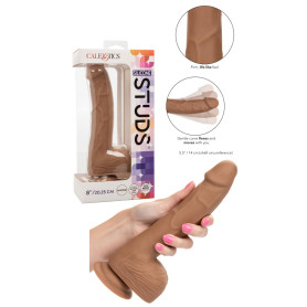 Fallo realistico grande vaginale anale con ventosa Silicone Studs 8 Inch caramello