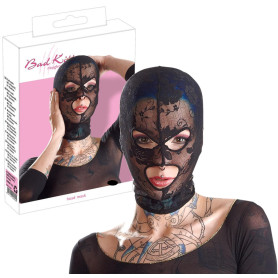 Maschera integrale bondage sexy in pizzo nero head mask