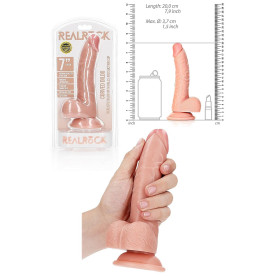 Fallo vaginale realistico anale con ventosa e testicoli curved dildo 7" rosa