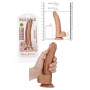 Fallo grande realistico vaginale anale con ventosa testicoli curved dildo 8" tan