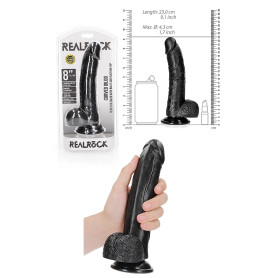Fallo realistico anale vaginale con ventosa e testicoli curved dildo 8" black