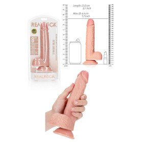 Fallo grande vaginale anale realistico con ventosa e testicoli straight dildo 8" rosa
