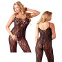 Tutina in microrete nero sexy bodystocking intimo aperto