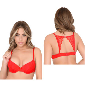 Reggiseno donna rosso con pizzo Push Up bra with racerback red