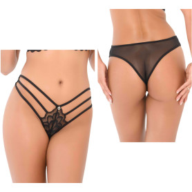 Perizoma donna sexy tanga ragazza nero trasparente Lace string with straps