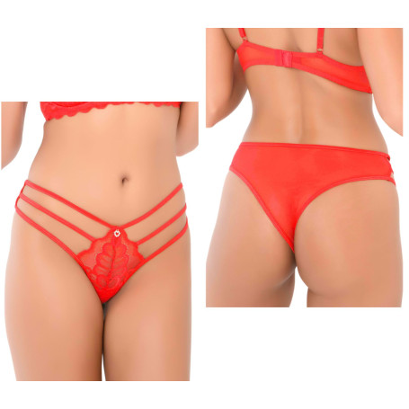 Perizoma rosso trasparente slip con pizzo Lace string with straps red