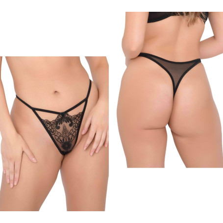 Perizoma donna nero trasparente tanga ragazza con pizzo Very sexy embroidered string