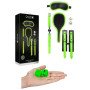 Set per giochi sadomaso morso manette spanker dadi maschera occhi Bondage Kit 1 - Glow in the Dark - Neon Green/Black