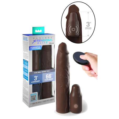 Guaina fallica realistica vibrante per allungamento pene Sleeve 9 In + 3 In Plug Remote