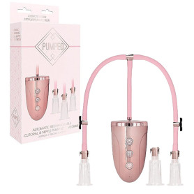 Kit pompa stimolatore per capezzoli e clitoride Automatic Rechargeable Clitoral & Nipple Pump Set - M - Pink
