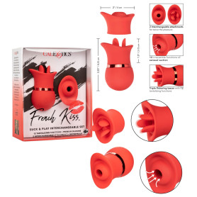 Stimolatore vaginale vibrante succhia clitoride con lingua French Kiss Suck & Play Set