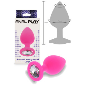 Plug anale in silicone dilatatore grande con pietra Diamond Booty Jewel Large pink