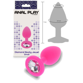 Plug anale in silicone dilatatore butt con pietra Diamond Booty Jewel Small pink
