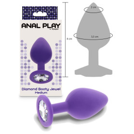 Plug butt anale dilatatore in silicone con pietra Diamond Booty Jewel Medium purple