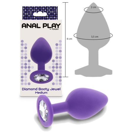 Plug butt anale dilatatore in silicone con pietra Diamond Booty Jewel Medium purple