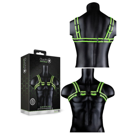 Pettorina bondage sexy imbracatura sadomaso Buckle Harness - Glow in the Dark - Neon Green/Black