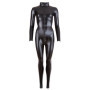 Tutina sexy donna bodystocking con zip in eco pelle Overall