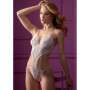 Body g string donna bianco trasparente con pizzo Cut-out Peek-a-Boo Teddy