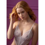 Body g string donna bianco trasparente con pizzo Cut-out Peek-a-Boo Teddy