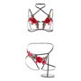 Completo intimo donna sexy reggiseno con slip giarrettiera Roses