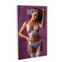 Completo intimo reggiseno perizoma bianco trasparente in pizzo con reggicalze e velo Bra & Garter Panty Set