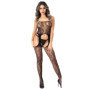 Tutina erotica donna sexy guepiere cavallo aperto ragazza Floral Suspender Bodystocking