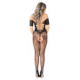 Tutina a rete donna sexy catsuit scollo profondo bodystocking cavallo aperto hot