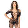 Tutina a rete donna sexy catsuit scollo profondo bodystocking cavallo aperto hot