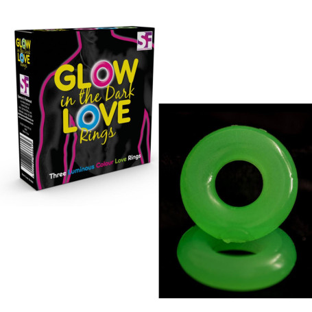 Anello fallico ritardante kit cockring stimolante erezione pene Glow In The Dark Love Rings