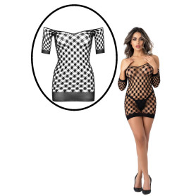 Mini abito a rete sexy vestitino fishnet ragazza vestito corto donna Deluxe Fence Net Minidress