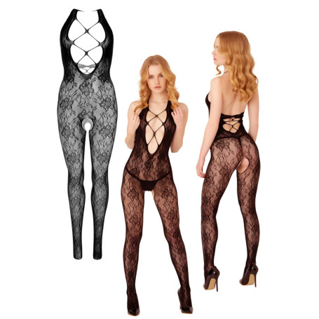 Tutina erotica scollo profondo a rete cavallo aperto sexy Floral Halter Bodystocking