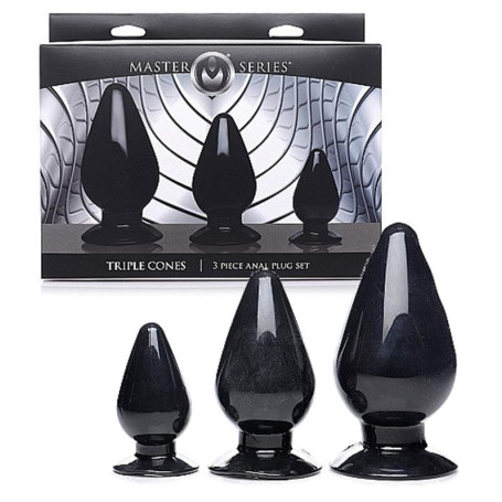 Plug anale con ventosa mini maxi dilatatore kit Triple Cones set