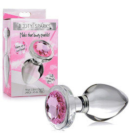 Plug anale in vetro con pietra maxi dilatatore Pink Gem Glass Large