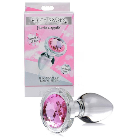 Plug anale piccolo con pietra dilatatore in vetro Pink Gem Glass Small