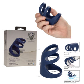 Anello fallico vibrante triplo in silicone Rechargeable Triple Cock Cage