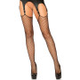 Collant sexy donna a rete calze in nylon effetto autoreggente fishnet nero hot