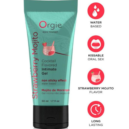 Lubrificante intimo baciabile vaginale anale ORGIE LUBE TUBE COCKTAIL FRAGOLA MOJITO 50 ML