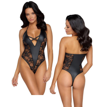 Body erotico donna con pizzo nero trasparente