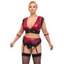 Completo intimo donna bondage sexy reggiseno perizoma con giarrettiera e manette