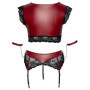 Completo intimo donna bondage sexy reggiseno perizoma con giarrettiera e manette