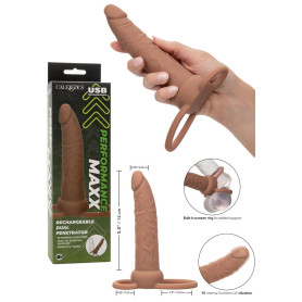 Vibratore realistico vaginale anale strap on Rechargeable Dual Penetrator caramel