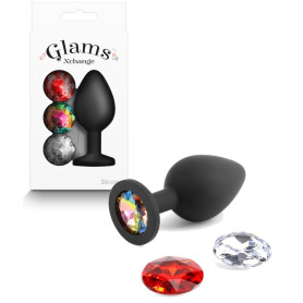 Plug anale in silicone con kit pietra Glams Xchange Round Medium