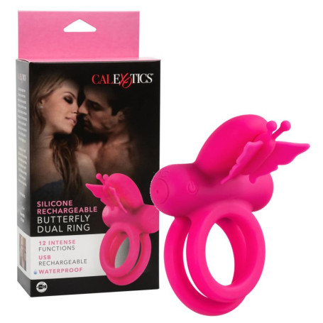 Anello fallico vibrante doppio in silicone Butterfly Dual Ring