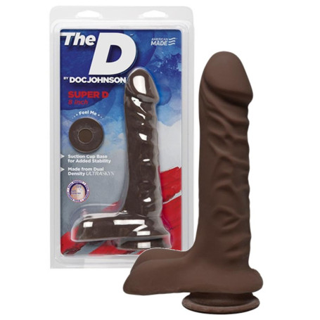 Dildo realistico vaginale anale big Super D 8 Inch with Balls Brown