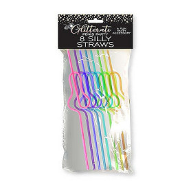 Cannucce a forma di pene per addio al celibato e nubilato Glitterati Silly Penis Straws 8 pz