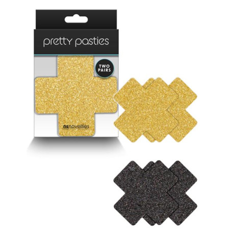 Copricapezzoli kit a forma di croce nipple Pasties Glitter Cross 2 Pair