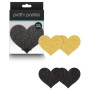 Copricapezzoli set a forma di cuore kit Pasties Glitter Hearts 2 Pair black & gold